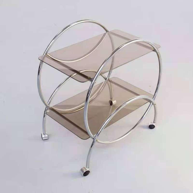 中古三层小推车收纳置物架可移动带轮落地家用客厅沙发金属边几