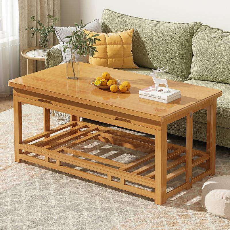 实木烤火桌家用多功能可放脚取暖桌长方形折叠桌子客厅取暖竹茶几