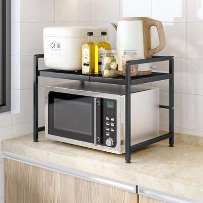 厨房微波炉置物架台面烤箱用品大全收纳桌面架子伸缩单层电器家用