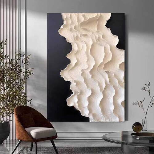 意式轻奢高档现代玄关装饰画竖版纸艺手工抽象实物画入户艺术挂画
