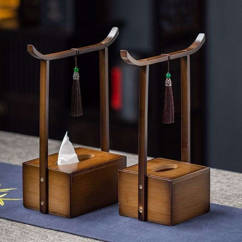 古风纸巾盒中式收纳盒家用客厅竹木质抽纸盒酒店商用桌面纸抽盒