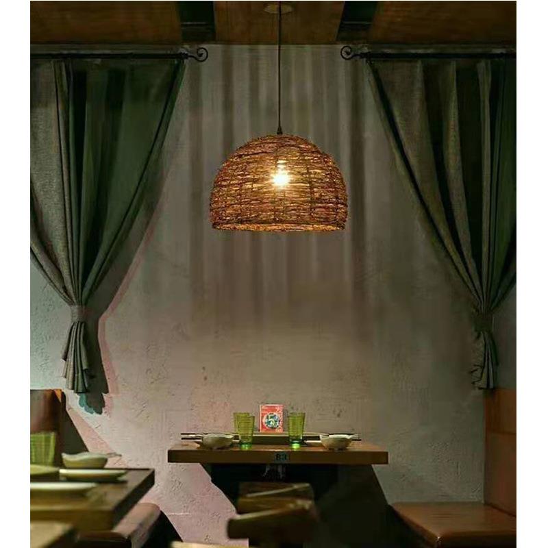 手工天然竹编灯饰过道走廊现代简约田园风格乡村竹艺吊灯常州古镇