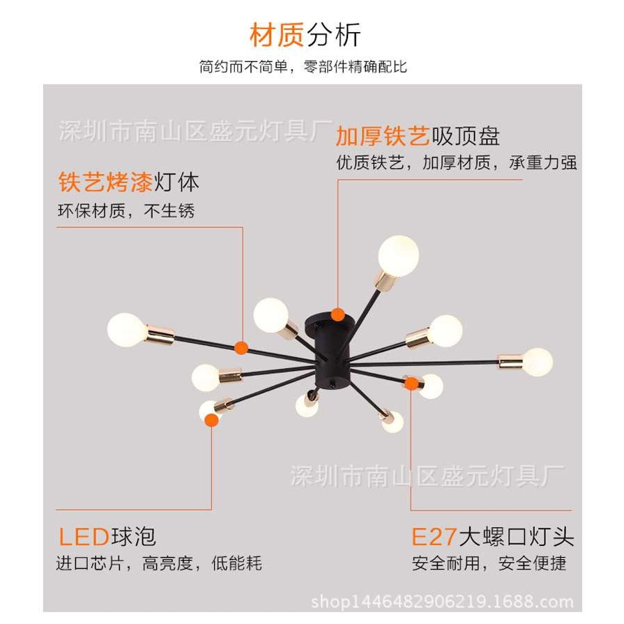 北欧吸顶灯简约现代书房卧室厨房餐厅过道创意酒吧铁艺树枝形灯具