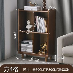 书柜落地矮书架家用置物架简易书柜收纳柜卧室电视柜 实木日式