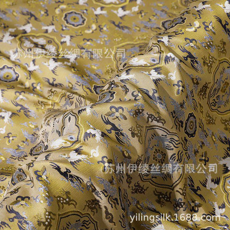 正宗宋锦布料鹤鹿同春 三重纬含生丝35姆100桑蚕丝面料国风新中式,纺织面料/辅料/配套,丝绸布料,淘宝优惠券,粉丝福利购,淘宝优惠卷