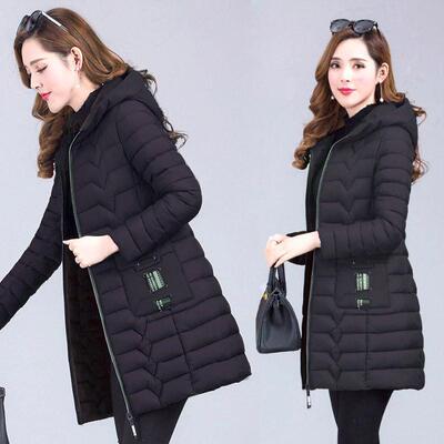 新款韩版羽绒棉服女中长款冬装修身棉衣女冬天妈妈装大码棉袄外套