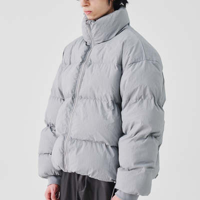 北运设计感立领短款羽绒服男韩系面包服灰色保暖外套