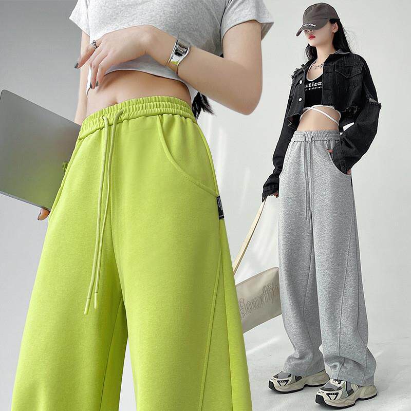 实拍窄版香蕉运动裤女2026春季新款美式直筒宽松显瘦休闲阔腿卫裤