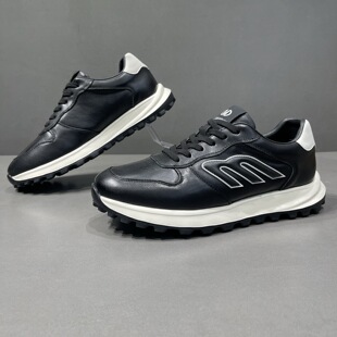 男鞋2026春款真皮阿甘鞋潮鞋男款跑步鞋轻便软底运动休闲小白鞋
