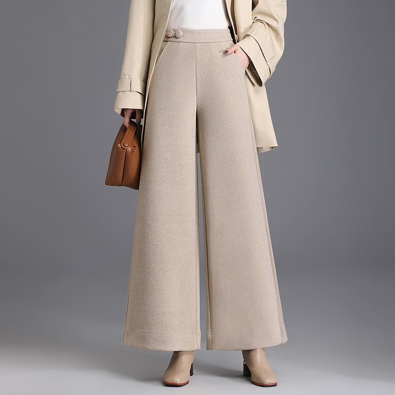 时髦羊毛呢阔腿裤裙女装