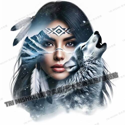 个性印第安美女划痕贴纸客厅背景