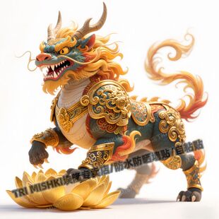 国潮个性祥瑞异兽护宅装饰贴纸客厅玄关装饰贴纸冰箱门窗防水自粘