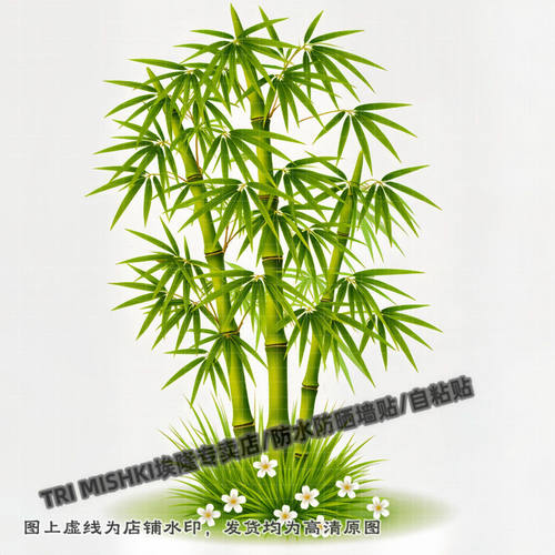 国风高雅挺拔的竹子装饰贴纸客厅