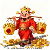 饰贴纸冰箱门窗墙面防水 饰贴纸客厅玄关装 可爱 财神爷送财招财装