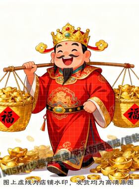 可爱的财神爷送财招财装饰贴纸客