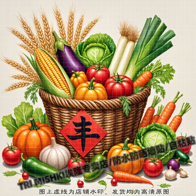 家宅丰厚的蔬菜篮子装饰贴纸客厅