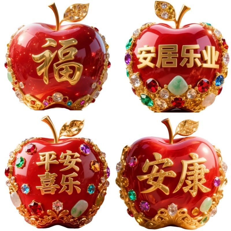 自粘贴红色苹果美好祝愿装饰贴纸