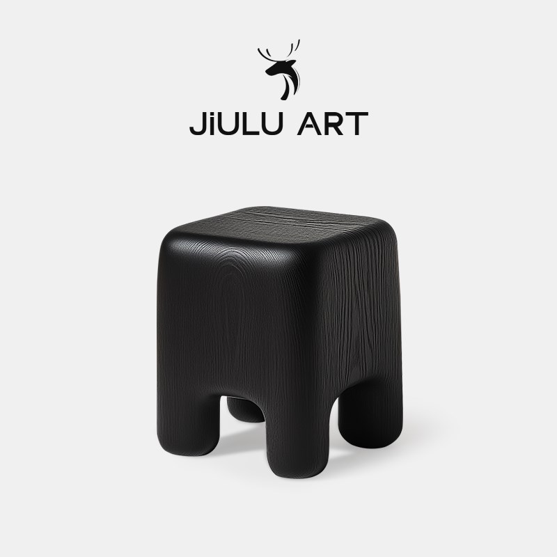 北欧极简实木g小凳子侘寂风家用矮凳设计感创意换鞋板凳黑色茶几