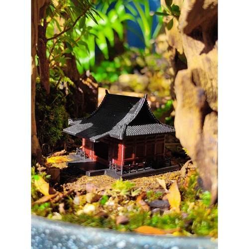 隐风小屋中式古建筑模型小摆件假山水陆缸微景观盆景书房造景房子