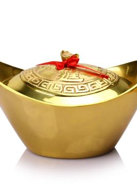 开盖铜元宝摆件铜元宝铜元宝开盖聚宝盆摆件客厅办公室工艺礼品摆