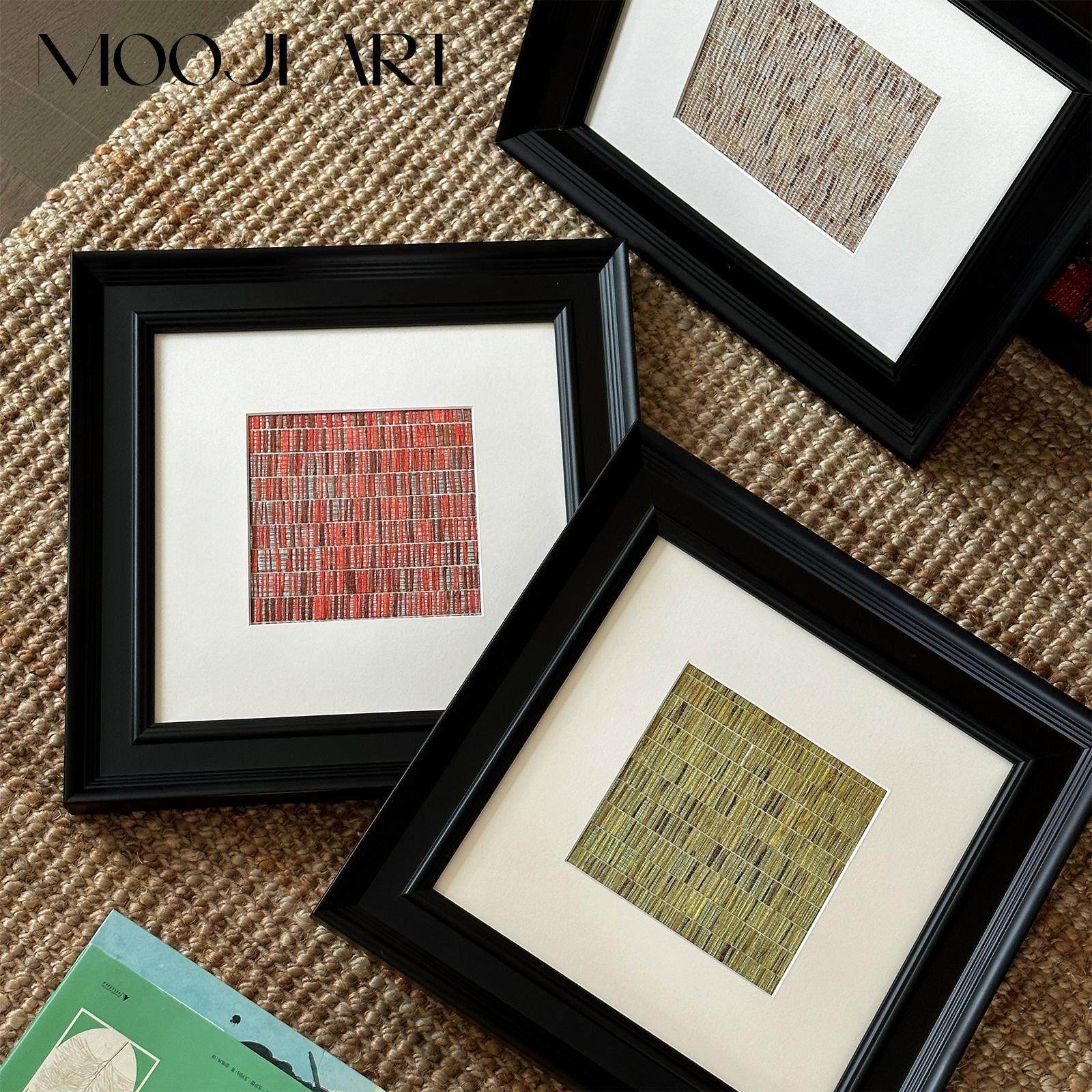 宝石红】现代中古风客厅沙发挂画比利时进口高级感立体编织壁画