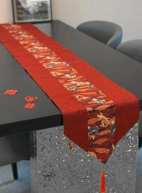 结婚桌旗新中式结婚布置婚房装饰喜庆红色长条茶几桌布电视柜布艺