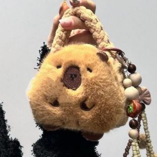 毛绒迷你卡零钱包耳机保护套便携钥匙扣收纳包卡通巴拉皮背包挂饰