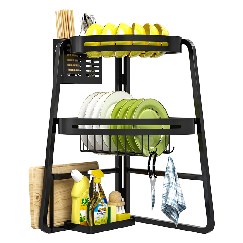 厨房晾碗架收纳架水槽上方置物架多功能角落台面筷子沥水架碗碟架