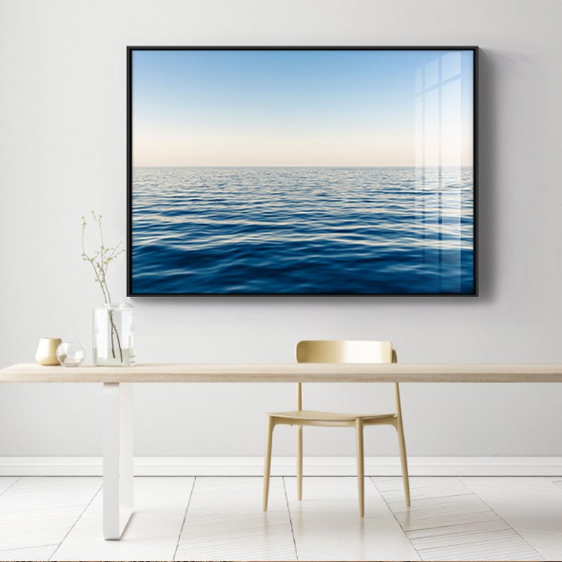 杉本博司海景彩色装饰画办公室挂画横版玄关样板间酒吧客厅壁画图片