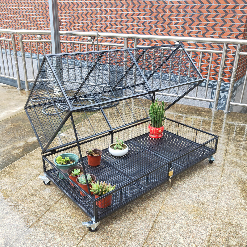铁笼花架室外庭院金属大师设计带轮多肉防盗网防鸟露养植物花盆架