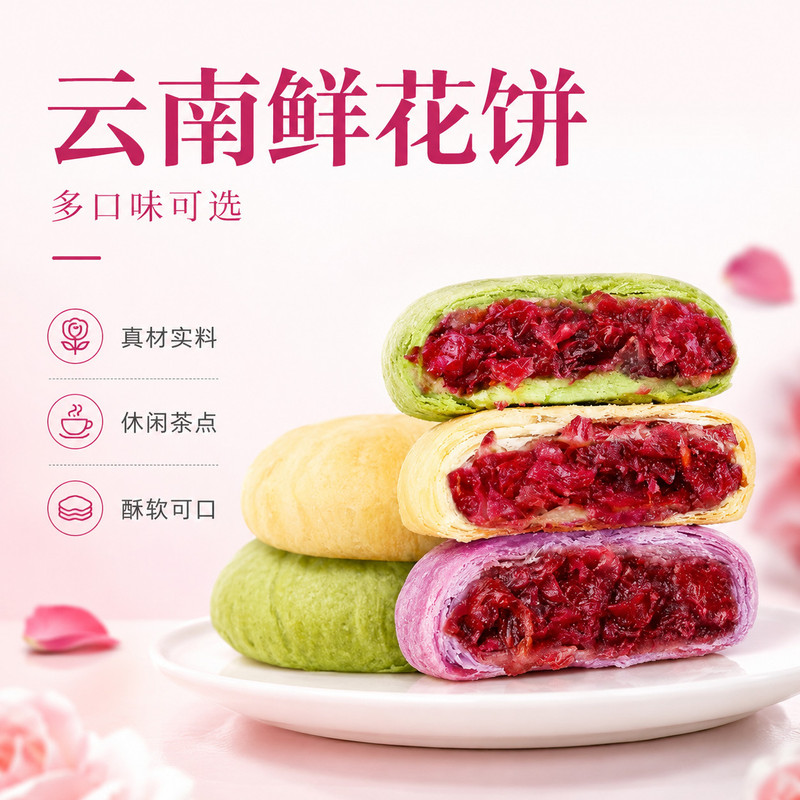 25g云南玫瑰鲜花饼早餐传统网红独立特产零食经典正糕点传统休闲