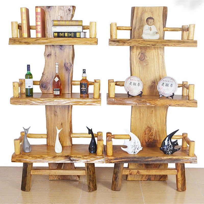 原生态博古架实木中式置物架樟木茶叶展示架子客厅玄关柜民宿家具