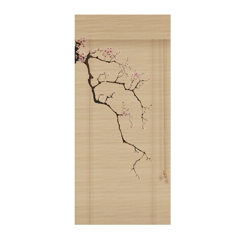 新中式印花竹帘卷帘遮阳窗帘茶室书房背景装饰屏风玄关隔断门帘子