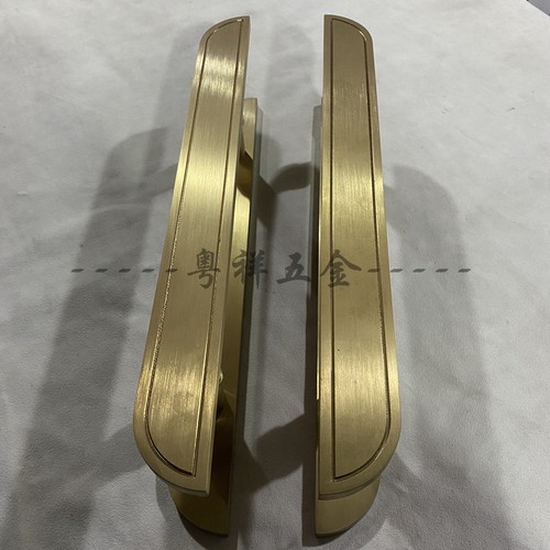 新中式简约弧形玻璃门木门大门拉手 定制黑色不锈钢扶手古铜手把