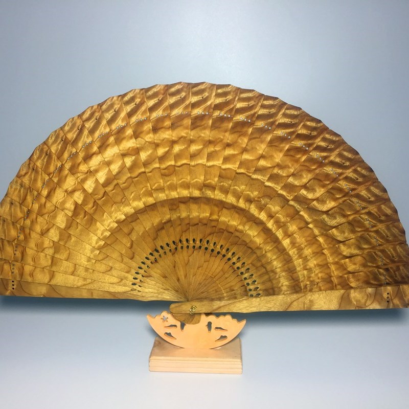 金丝楠苏扇小叶桢楠水波纹扇子枯木老料红木实木龙胆水波工艺摆件