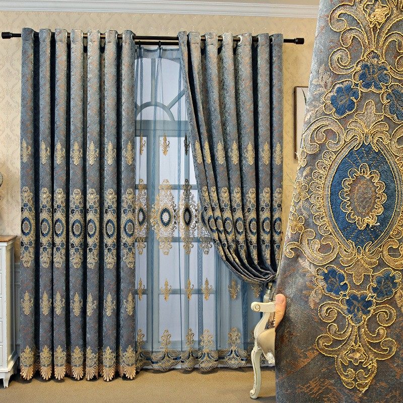 客厅窗帘窗纱高档大气欧式雪尼尔窗帘加厚遮光卧室落地窗成品定制