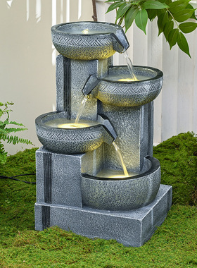流水摆件石磨喷泉循环水家居花园庭院树脂创意景观货源