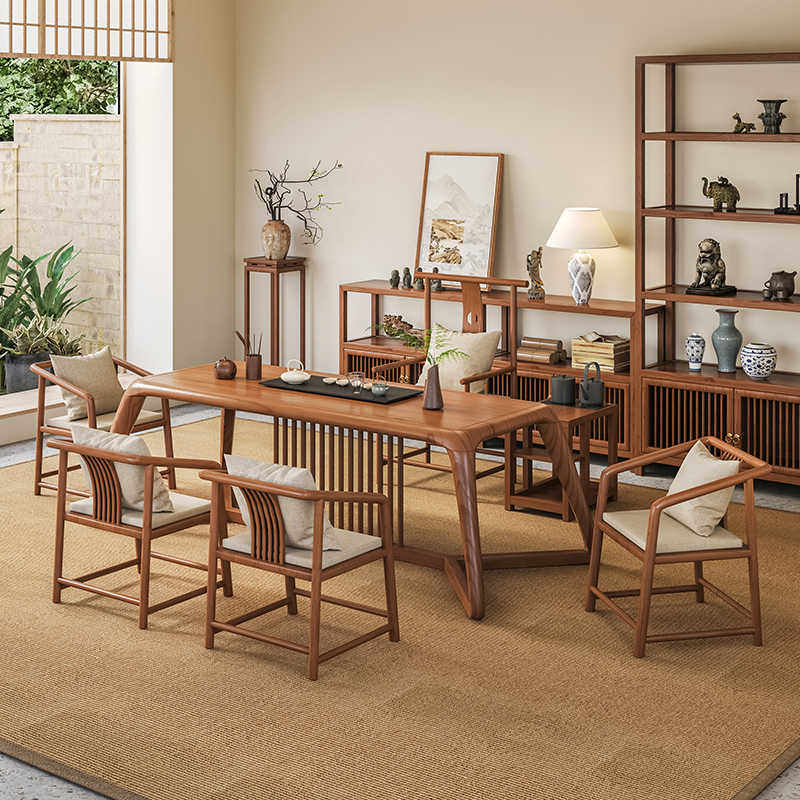 新中式全实木罗汉床桌组意合现代简约泡椅茶台原木禅茶茶室办公室