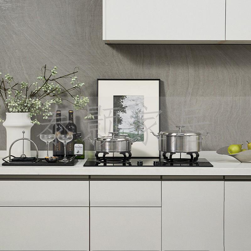 现代简约样板间厨房摆件软装橱柜摆台装饰不锈钢锅具