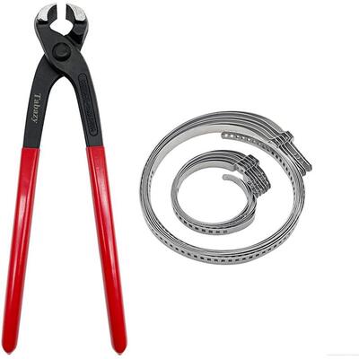 Ear Clamp Pliers with 12pcs Single Ear CV Boot Clamps Band T