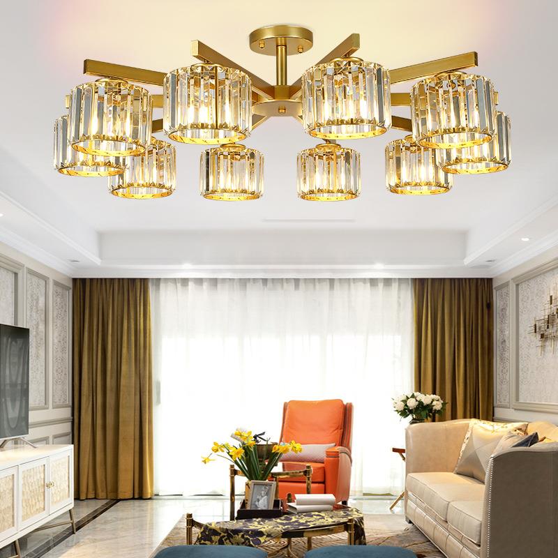 新款水晶吸顶灯美式乡村简约大气客厅灯轻奢卧室餐厅灯饰创意灯具