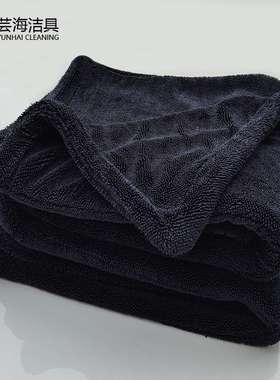 跨境小辫子收水毛巾黑色加捻布超细纤维擦车巾吸水清洁洗车毛巾