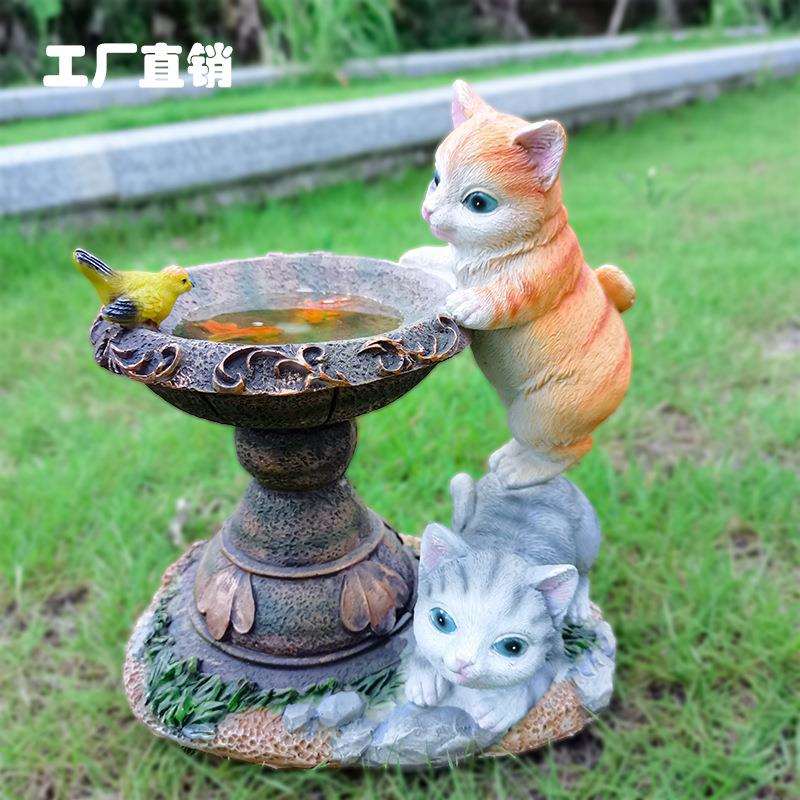 跨境户外太阳能树脂工艺品摆件动物雕像装饰品花园庭院草坪灯厂家