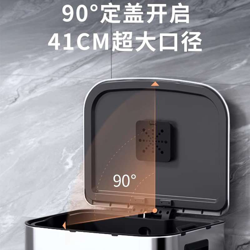 60L长方形大容量不锈钢垃圾桶脚踏缓降防臭盒厨房客厅酒店收纳桶