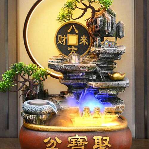 假山流水喷泉客厅循环水景观招财风水轮办公室生财桌面加湿器摆件