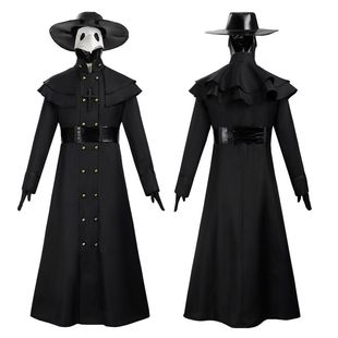 万圣节成人中世纪蒸汽朋克风欧美瘟疫医生服装鸟嘴乌鸦长嘴面具服