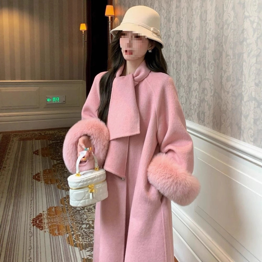 少女感千金风围巾领设计毛呢外套女毛领高级感温柔清新氛围感大衣,女装/女士精品,大码呢大衣,淘宝优惠券,粉丝福利购,淘宝优惠卷