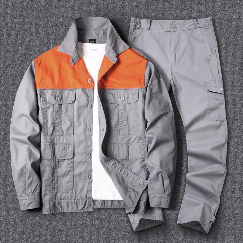夏季工作服套装男纯棉薄款劳保服男装迷彩服上衣汽修焊工定制工装