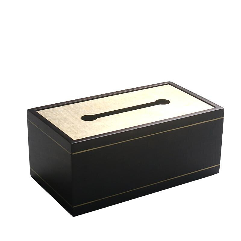 寒山居红木纸巾盒黑檀花梨木中式抽纸盒家用实木纯铜卫生纸收纳盒