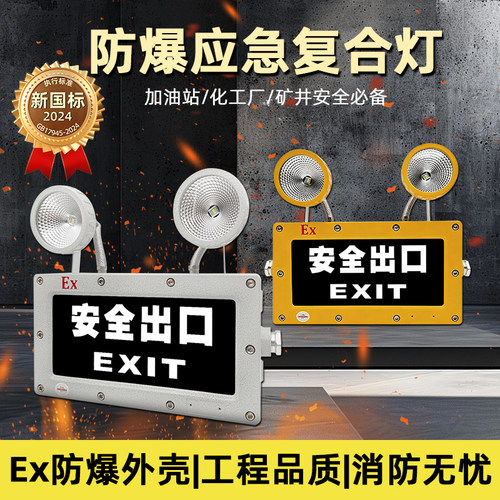 消防应急照明防爆复合灯IP66安全出口指示灯疏散标志灯牌220V